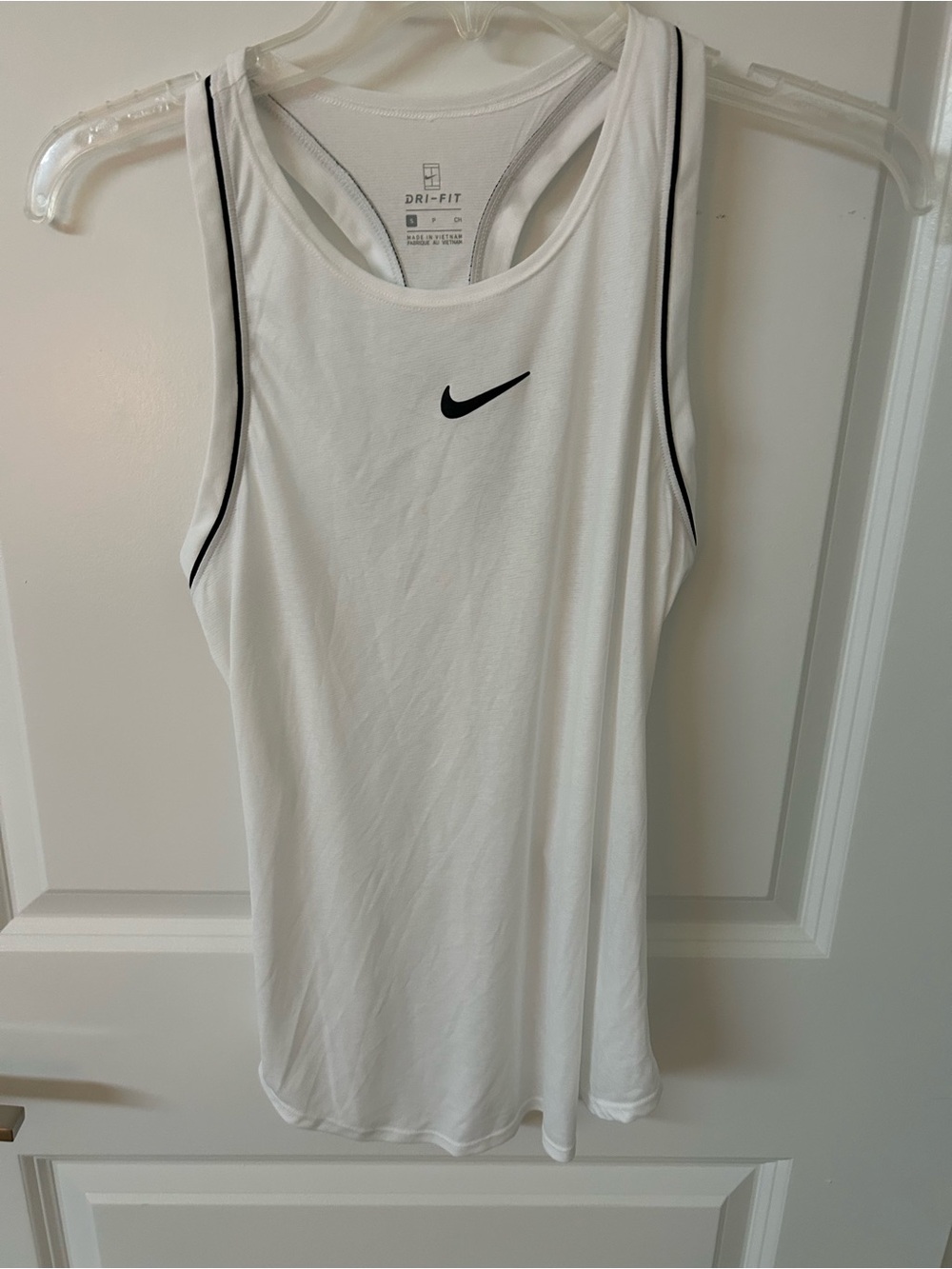 Nike White Racerback Dri-FIT Tank with Black Trim